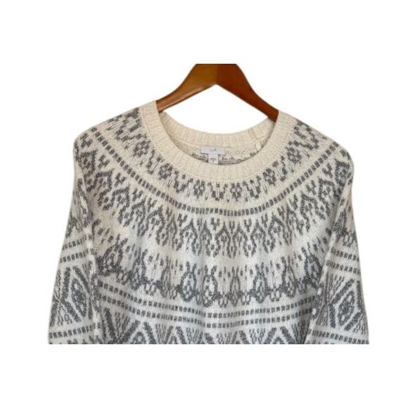 Not For Sale J.Jill Fair Isle Sweater Women Medium White Winter Cozy Cotton - Picture 3 of 8